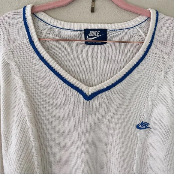 Nike Vintage Tennis Sweater Blue Label Large Golf Sports Leisure 80s Old Money - Picture 4 of 11